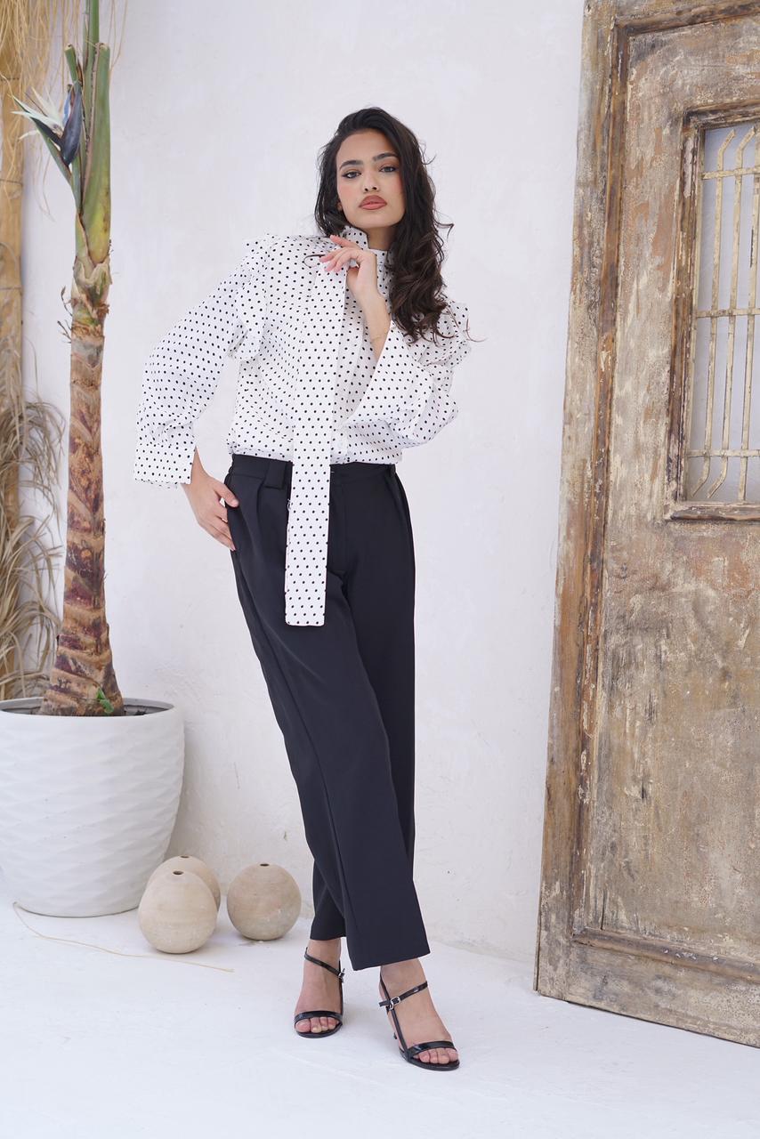 Luxury Polka Dot Blouse with Volume Sleeves
