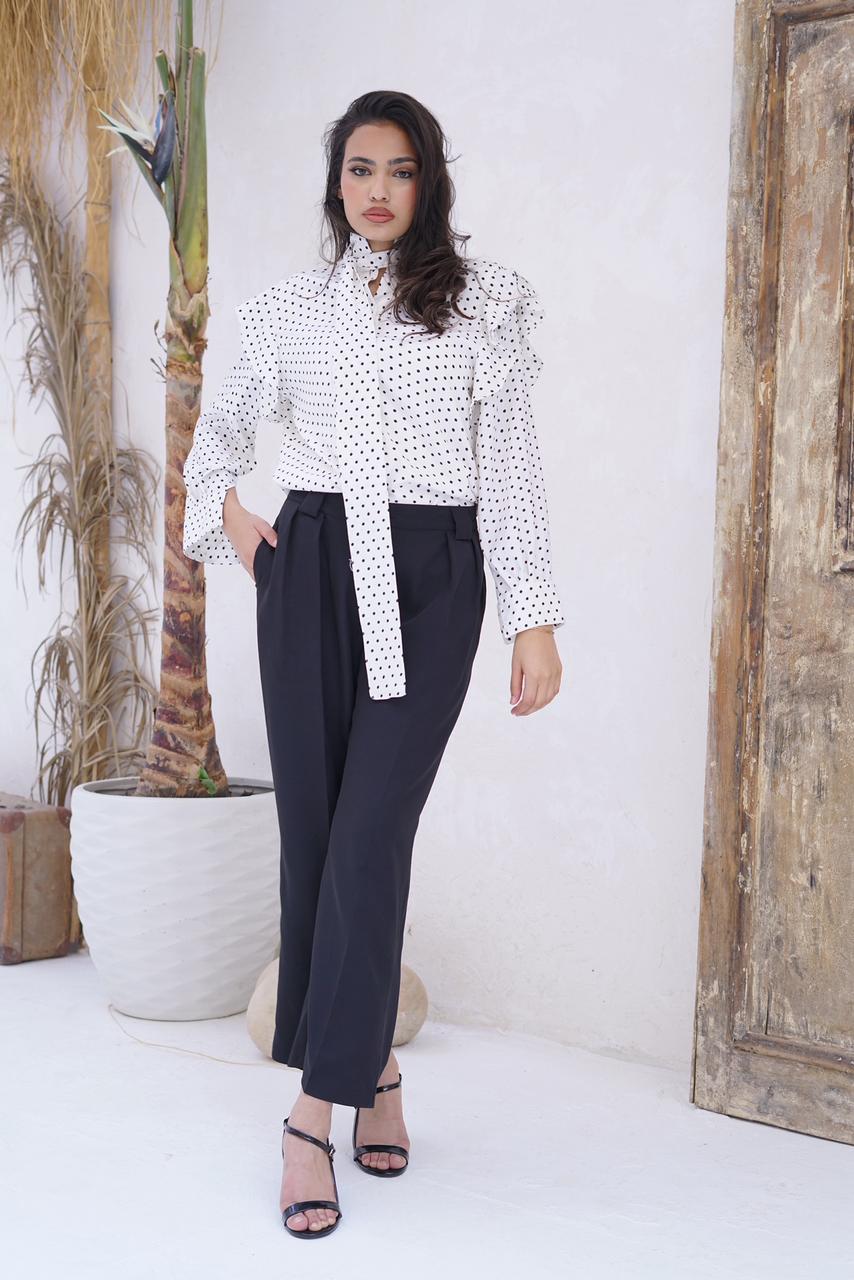 Luxury Polka Dot Blouse with Volume Sleeves