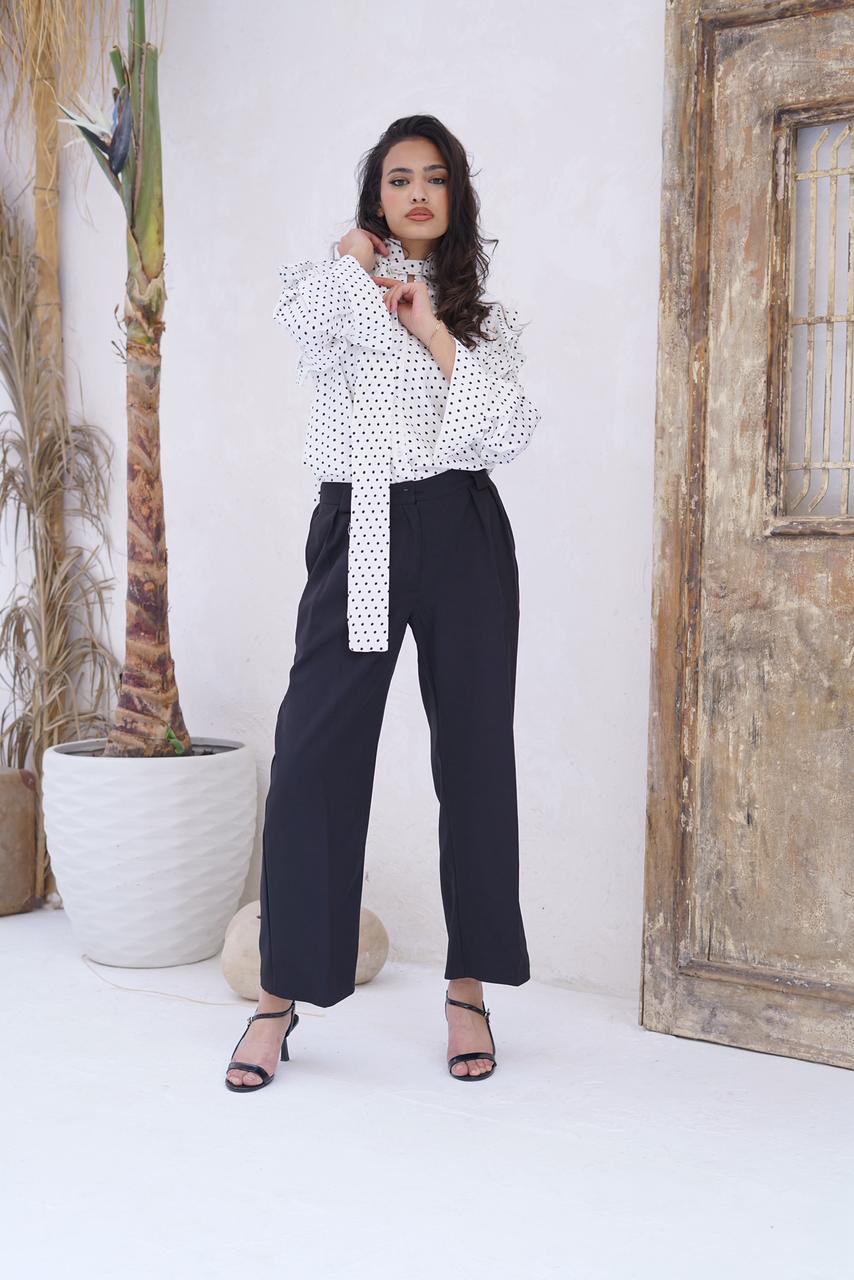 Luxury Polka Dot Blouse with Volume Sleeves