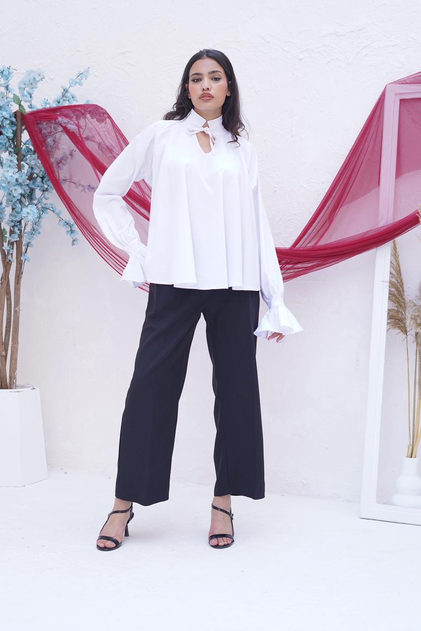 Elegant White Poplin Blouse