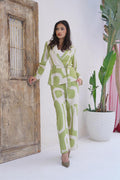 Linen Wrap-Belt Blazer Set