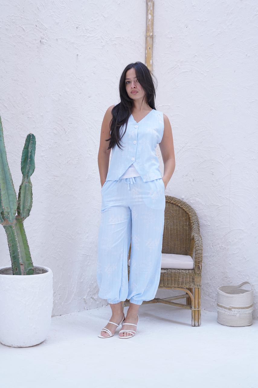Fresca Sleeveless Vest & Wide-Leg Trousers Set