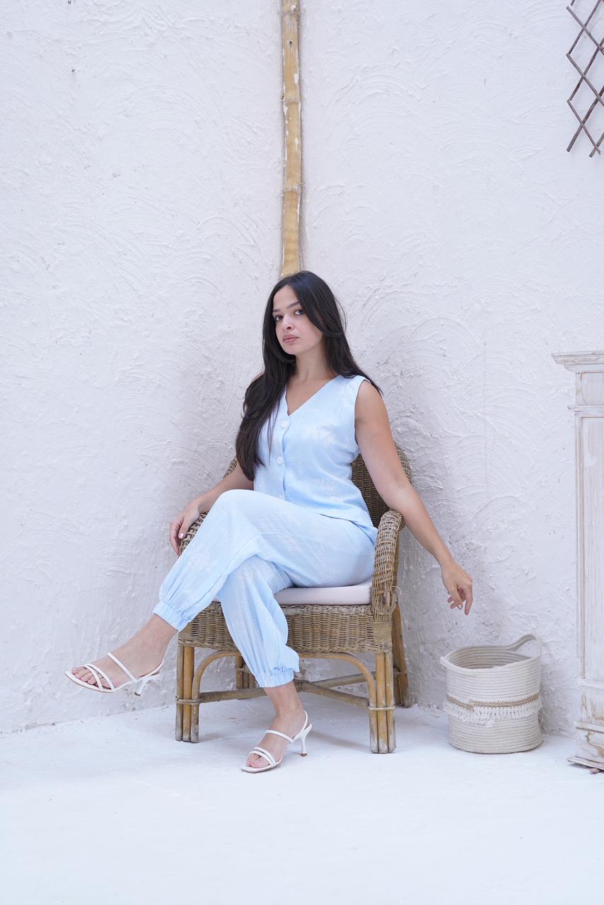 Fresca Sleeveless Vest & Wide-Leg Trousers Set