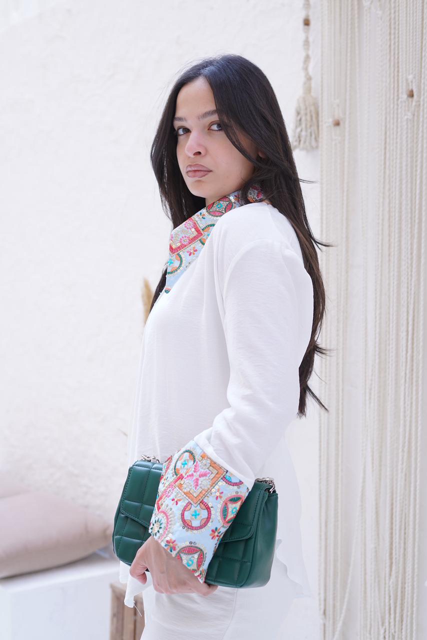 Pure White Linen Embroidered Set