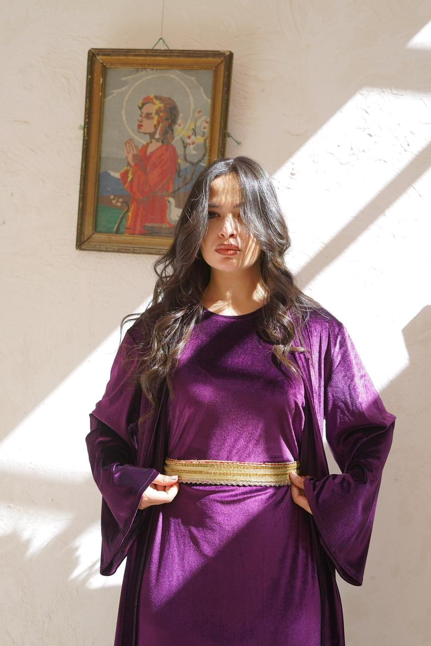 Royal Purple Gold Belt Ramadan Kaftan