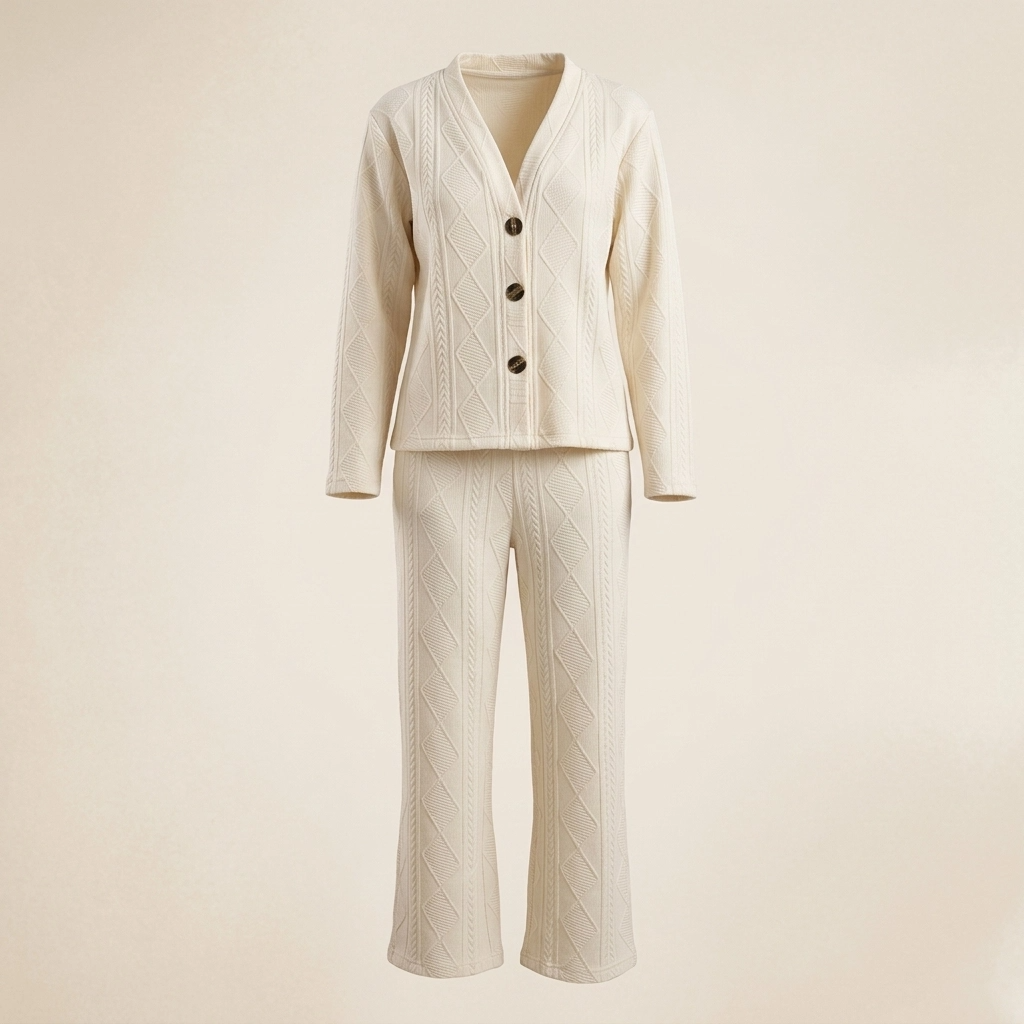 Ivory Diamond Cable Knit Set
